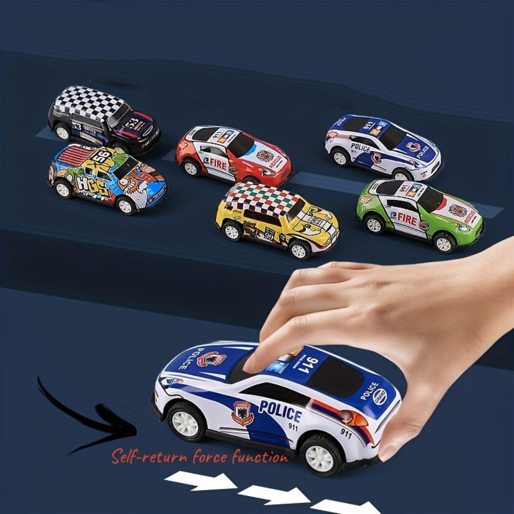 56 Pcs Mini Die-Cast Metal Car Set with 2 Stunt Cars, Play Mat & Storage Box - Friction Pull Back Toy Cars for Kids Boys Girls Ages 3+