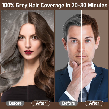RILSIC 3-in-1 Gray Hair Color Shampoo with Plant Squalene – 100% Gray Coverage Wash & Condition Instant Results, No Mix No Ammonia