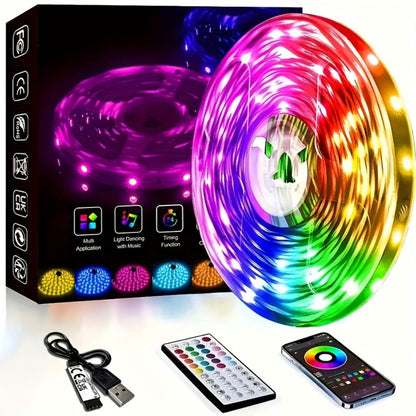 Color Changing LED Strip Lights App & Remote Control – Music Sync Smart RGB Lights 16 Million Colors for Home, Desk and Accent Lighting