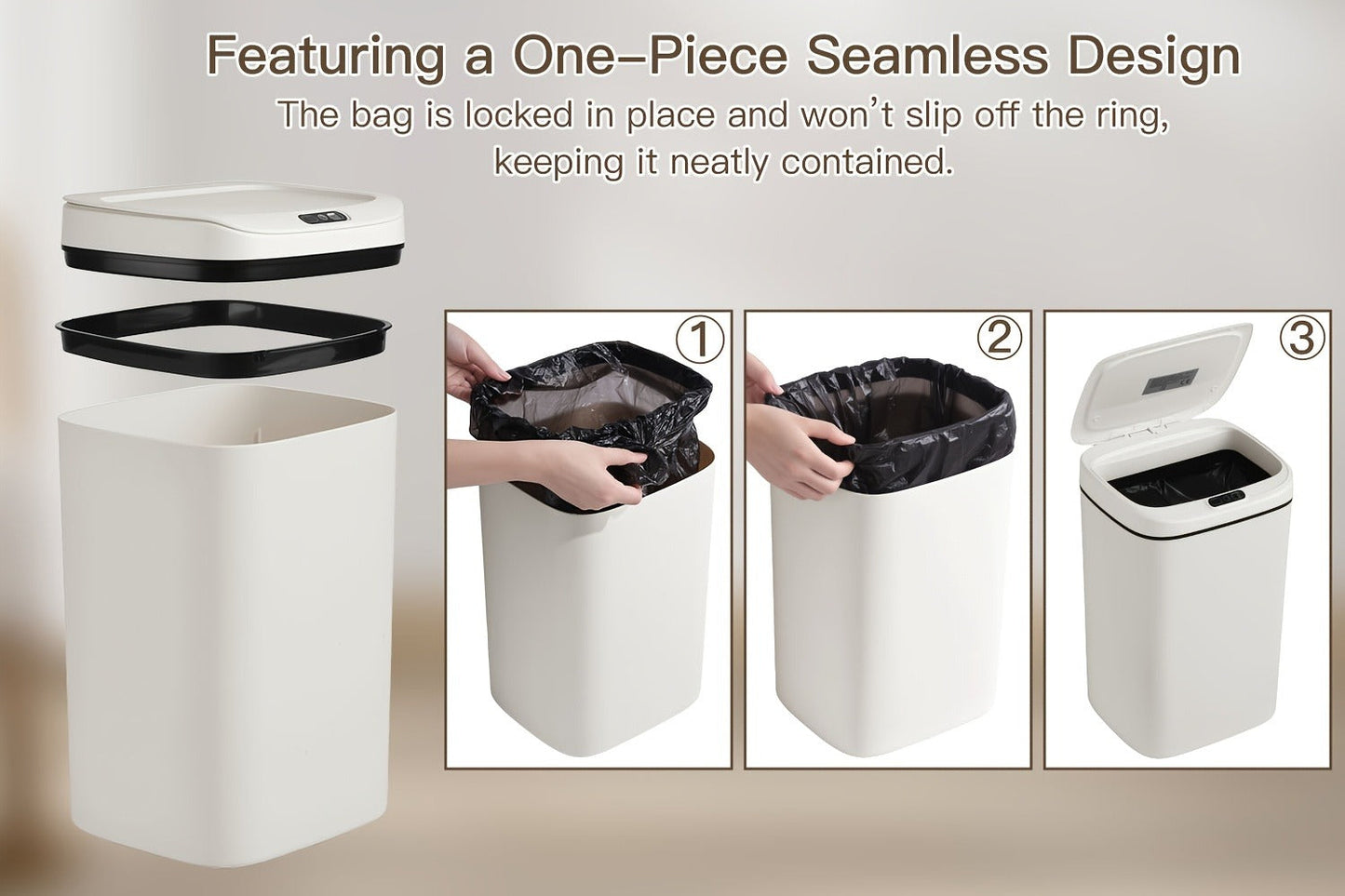 Motion Sensor Trash Can Touchless, Smart Hands-Free Trash Bin with Sealing Lid & Odor-Blocking Technology