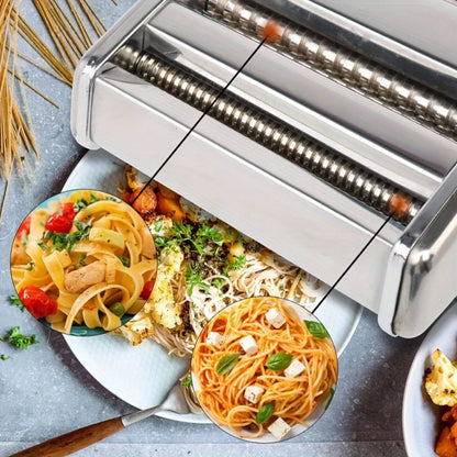 Pasta Maker Machine Manual 9 Adjustable Thickness Settings Stainless Steel Pasta & Noodle for Home Cooking, Dining and Outdoor Meals