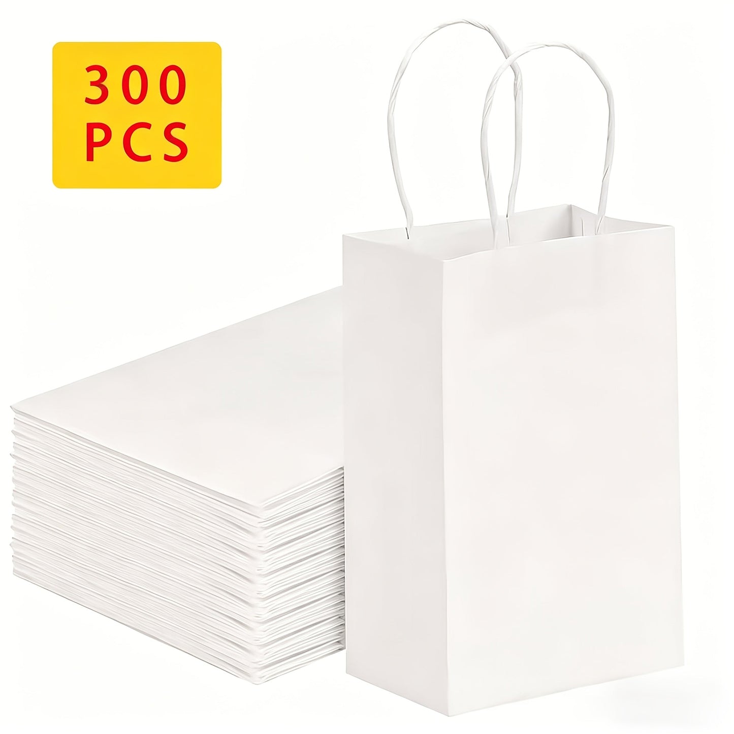 Paper Bags with Handles Bulk – Kraft Paper Gift Bags 25/75/100/300 Pcs, Black White Brown Reusable Shopping Bags for Small Business Retail
