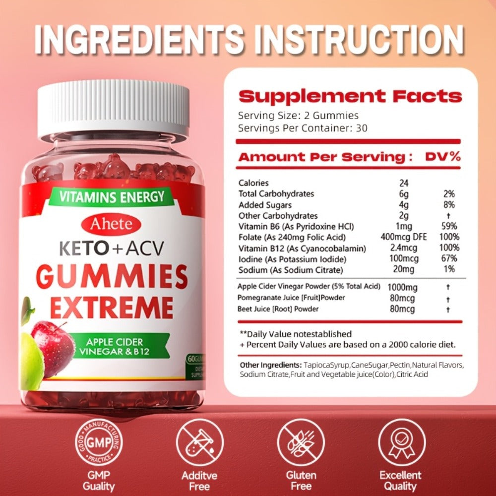 Apple Cider Vinegar Gummies Vegan Keto with Beet Juice & Vitamin B12 for Bath Time, Home Spa and Personal Care