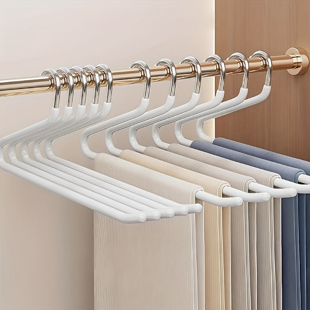 Pants Hangers Metal Open Leg Non-Slip – Heavy Duty Trouser Jeans Hanger for Wardrobe, Space Saving, Black or White, 10/20/30/50pcs