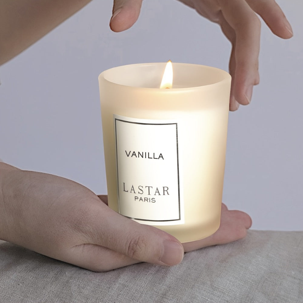 Vanilla Scented Soy Wax Candle in Frosted Glass Jar 70g - Single Wick Smokeless Clean Burn for Everyday Face, Beard and Body Grooming