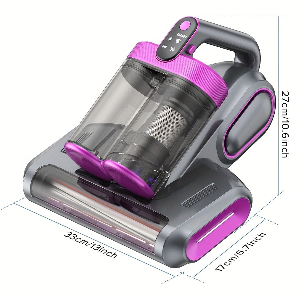 Mattress Vacuum Cleaner Handheld 16kPa Suction with UV Lamp & 80000RPM Soundwave Technology – Portable Dual Cup Bed Vacuum for Dust Mites