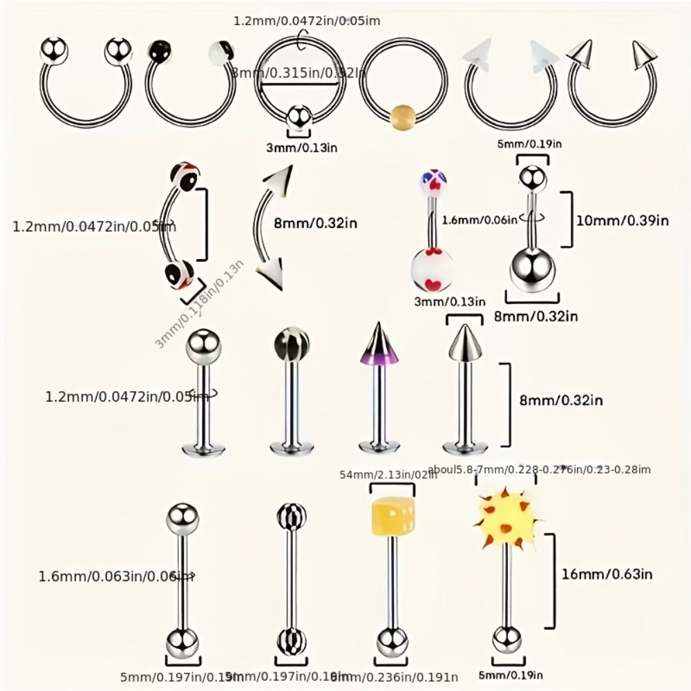 Piercing Kit Professional Stainless Steel Body Piercing Set with Needles Clamps & Tools for Bath Time, Home Spa and Personal Care
