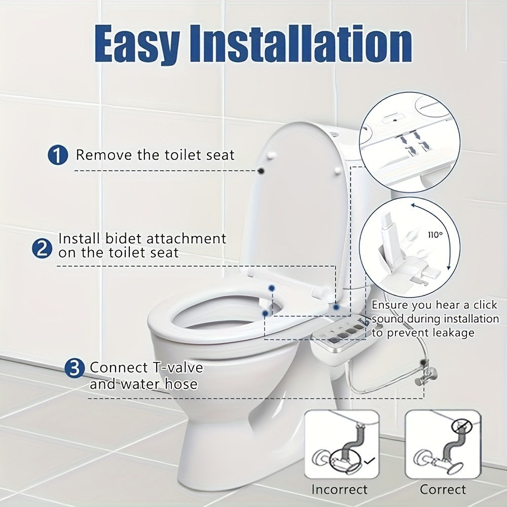 Bidet Attachment for Toilet Ultra-Slim, Non-Electric Cold Water Sprayer, Retractable Self-Cleaning Nozzle