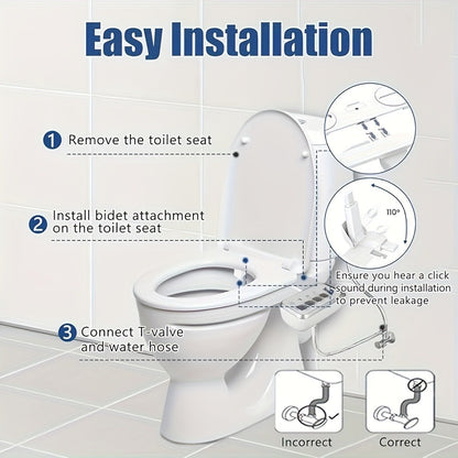 Bidet Attachment for Toilet Ultra-Slim, Non-Electric Cold Water Sprayer, Retractable Self-Cleaning Nozzle