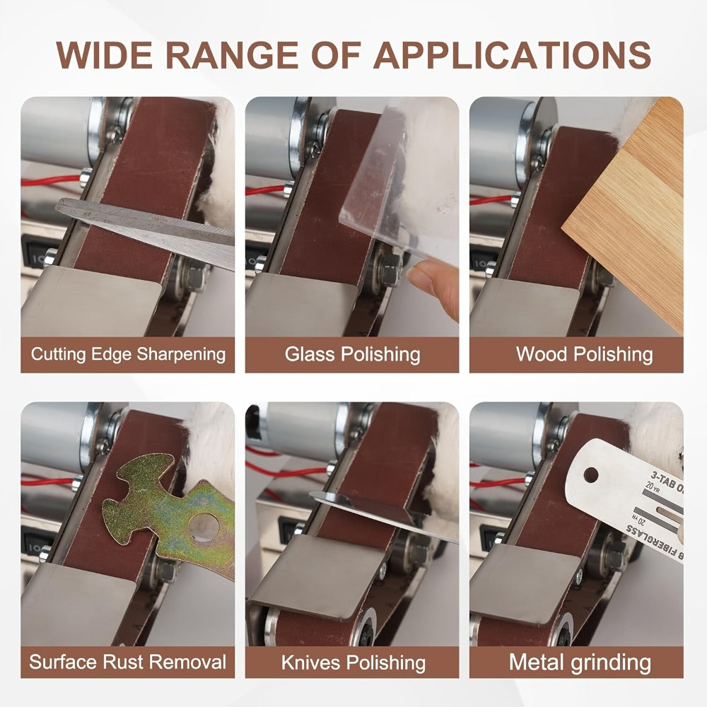 Mini Belt Sander 15° Angle - 7-Speed Electric Belt Grinder Knife Sharpener Kit with 30 Sanding Belts for Metal