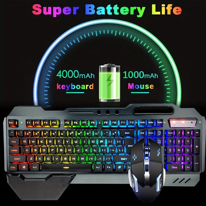 RGB Wireless Gaming Keyboard and Mouse Combo 2.4GHz Rechargeable Backlit Mechanical Feel Metal for an Everyday Personal Care Routine