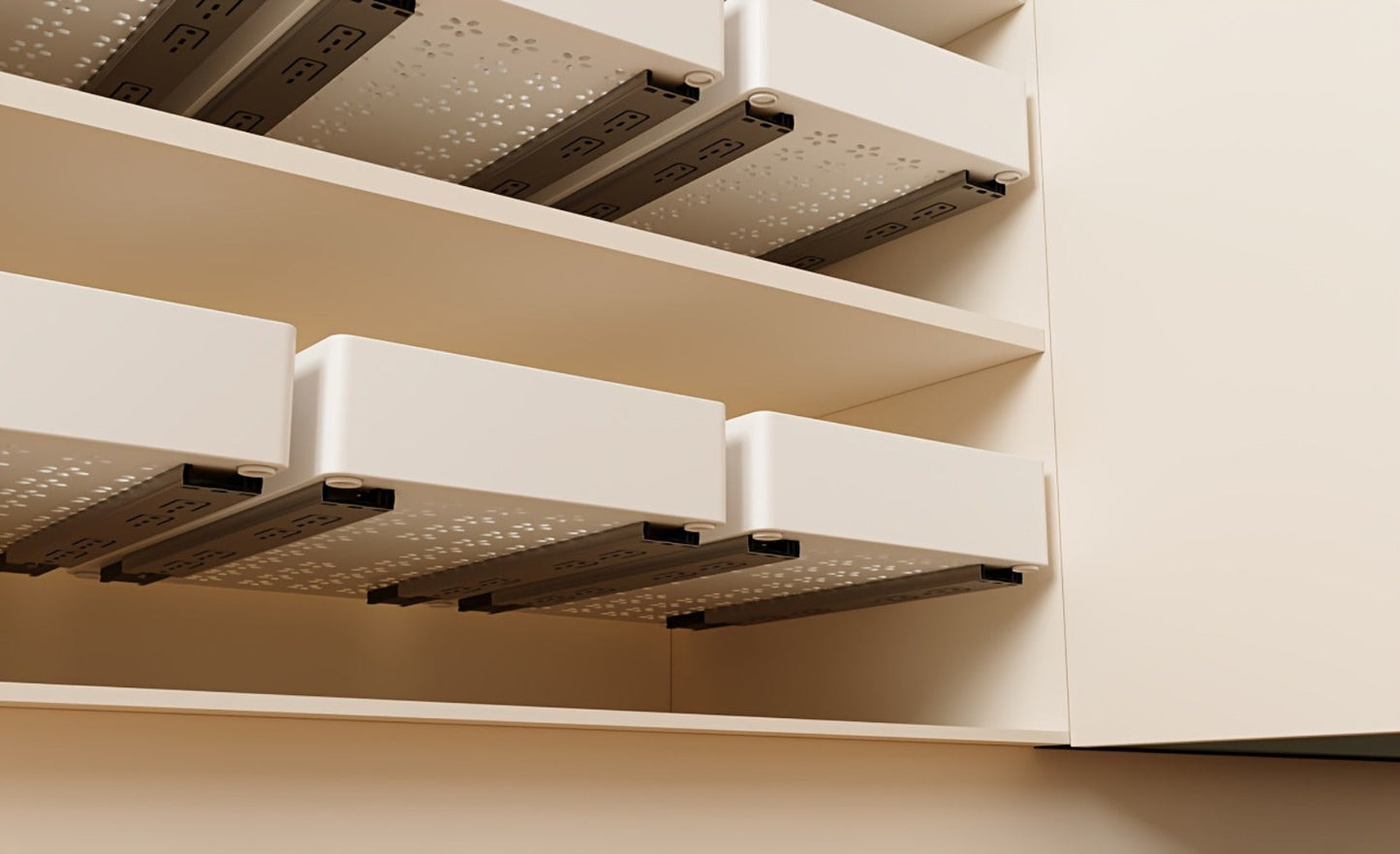 Pull-Out Cabinet Organizer 2-Pack Retractable Slide-Out Storage Bins No Drill Removable Kitchen Pantry Bathroom Shelf Organizer Boho Style