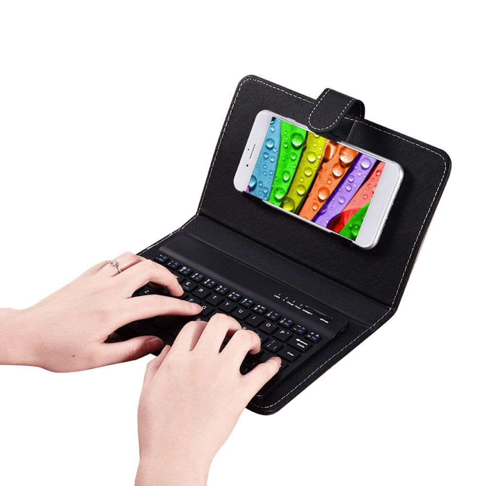 Collapsible Bluetooth Keyboard with Built-In Phone Stand, Wireless Portable Keyboard for Smartphones Tablets Laptops