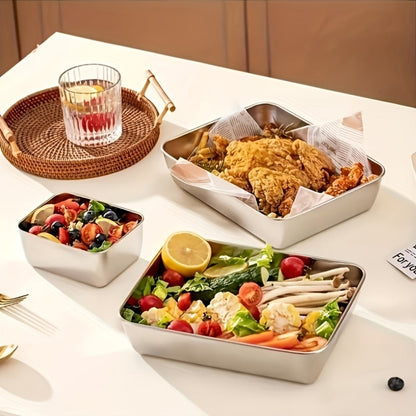 Storage Containers with Lids, Five-Piece Stainless Steel Plate Set with Five Flip-Top Lids for Hand Washing