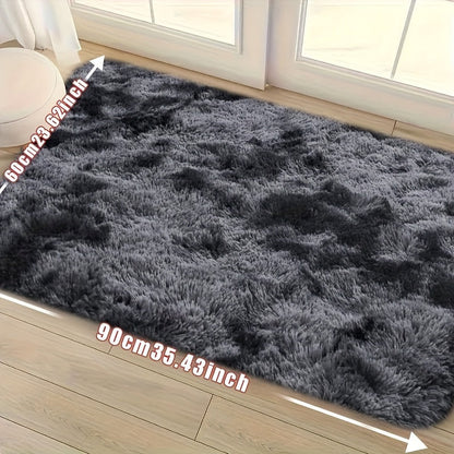 Area Rug Tie-Dye Polyester Plush Mat in Four Colors and Two Machine-Washable Sizes for Indoor Rooms