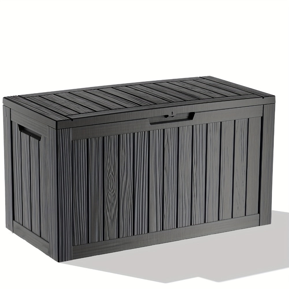 Large Resin Deck Box Lockable Outdoor Storage 80/100 Gallon, 345L UV Patio Storage Box for Garden, Patio and Yard Use