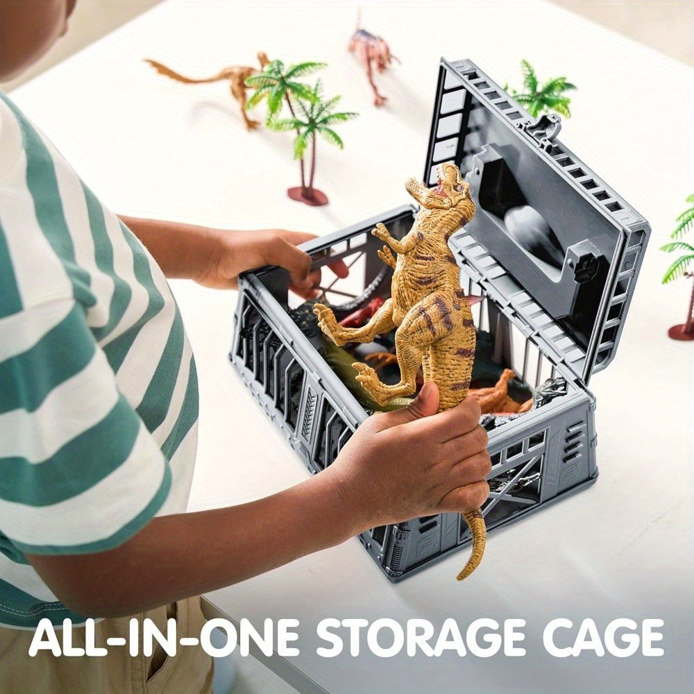 Dinosaur Toys for Kids 19pcs with Play Mat & Storage Cage, Realistic Dinosaur Figures Playset for Boys Girls Ages 3+