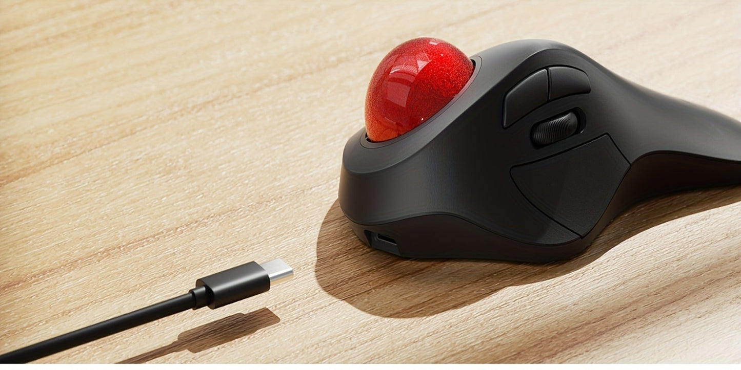 Wireless Trackball Mouse, Rechargeable Bluetooth & 2.4G, 44mm Index Finger Rollerball, 5 DPI Levels