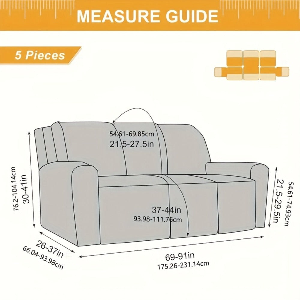 Recliner Slipcover, One-Piece Hooked Chenille Stretch Cover for Three-Seat Sofa in Three Colors