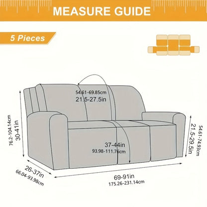 Recliner Slipcover, One-Piece Hooked Chenille Stretch Cover for Three-Seat Sofa in Three Colors