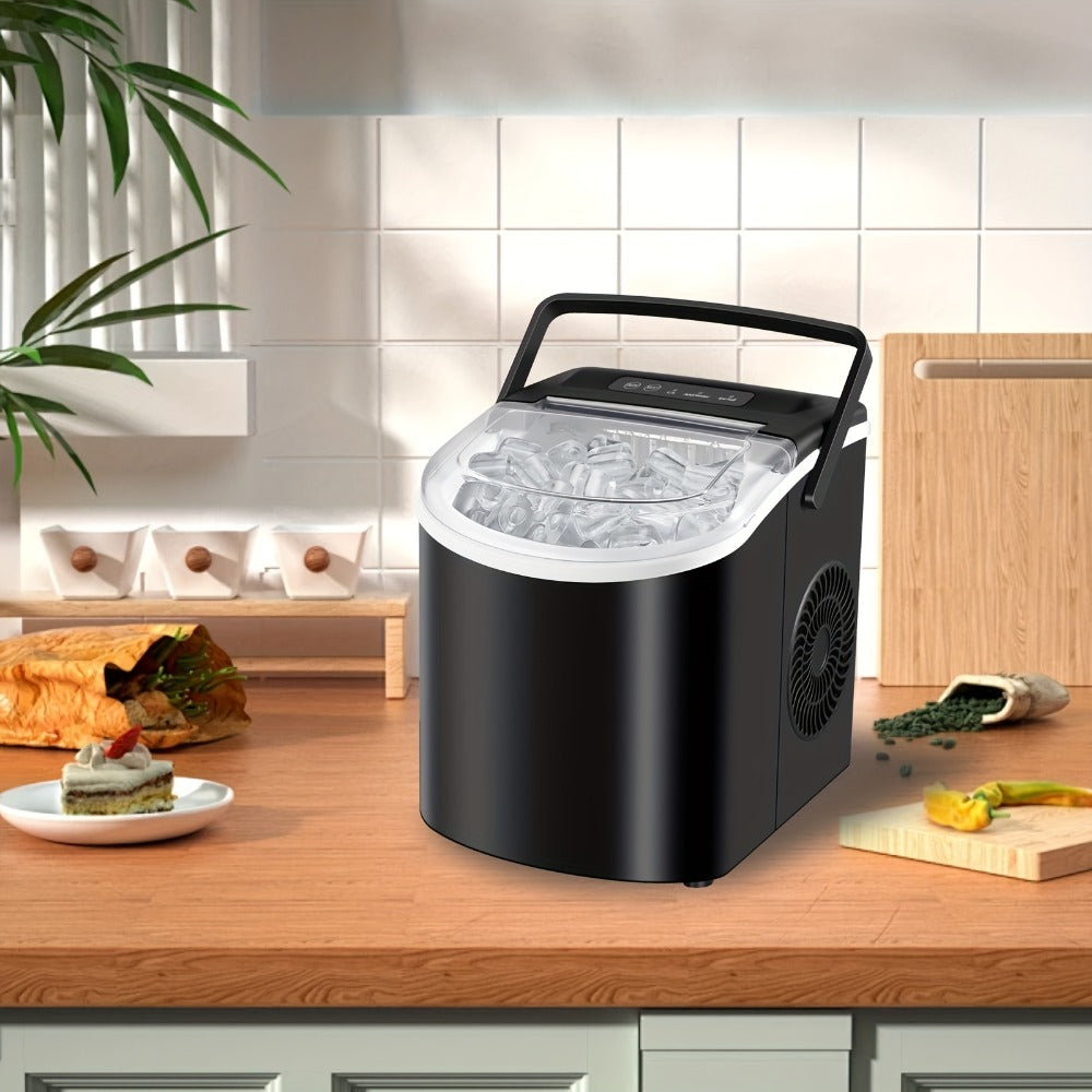 Ice Maker with Basket & Scoop, /Day Countertop Bullet Ice Machine, 9 Cubes in 6 Mins, Self-Cleaning
