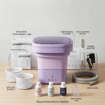 Portable Mini Washing Machine 3 Cleaning Modes, Compact Travel Washer for Underwear Delicates