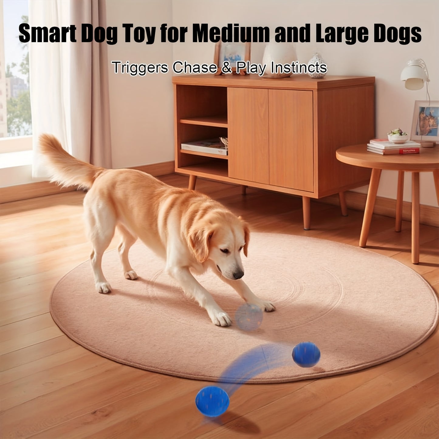 Automatic Moving Dog Ball Toy – Smart Motion-Activated Rolling & Rotating Ball for Medium Large Dogs, E-TPU Durable Bouncy Enrichment Toy