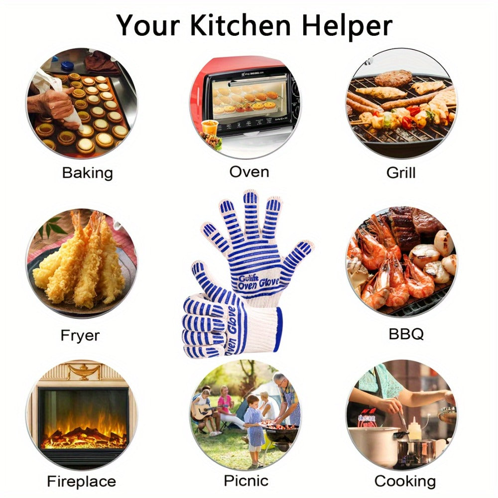Silicone Oven Mitts with Fingers Heat Resistant Gloves for Cooking Baking BBQ Grilling – Kitchen Oven Gloves 2pcs or 4pcs Set