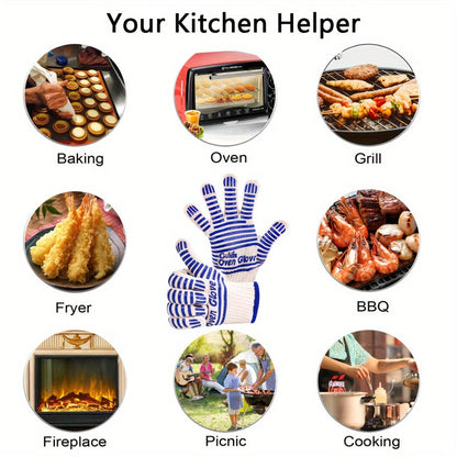 Silicone Oven Mitts with Fingers Heat Resistant Gloves for Cooking Baking BBQ Grilling – Kitchen Oven Gloves 2pcs or 4pcs Set