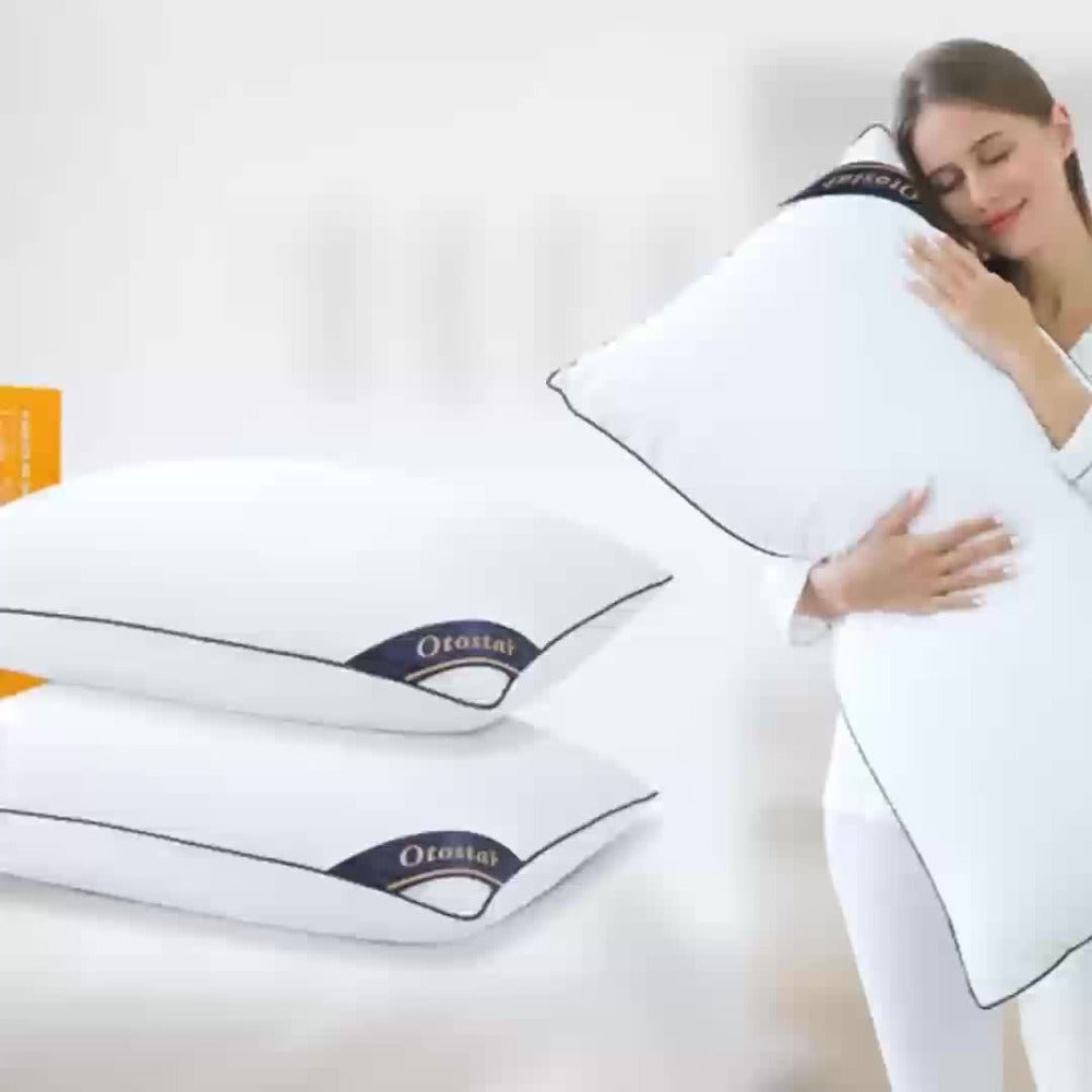 Hotel Quality Sleep Pillows Firm Support Cool-to-Touch Fiber Fill 2/4 Pack – Back Stomach Side Sleeper Pillow Set Soft Breathable Bed