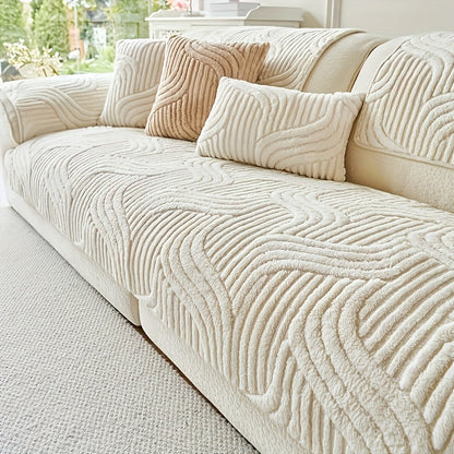 Sofa Cover Shu Velveteen Vintage-Style Panels with Textured Finish for 2 to Large 4-Seater Sofas