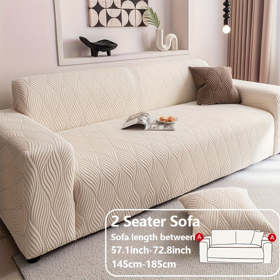 Sofa Cover Polar Fleece Modern Jacquard Elastic Slipcover with Elastic Fit for 1 to 4-Seater Sofas
