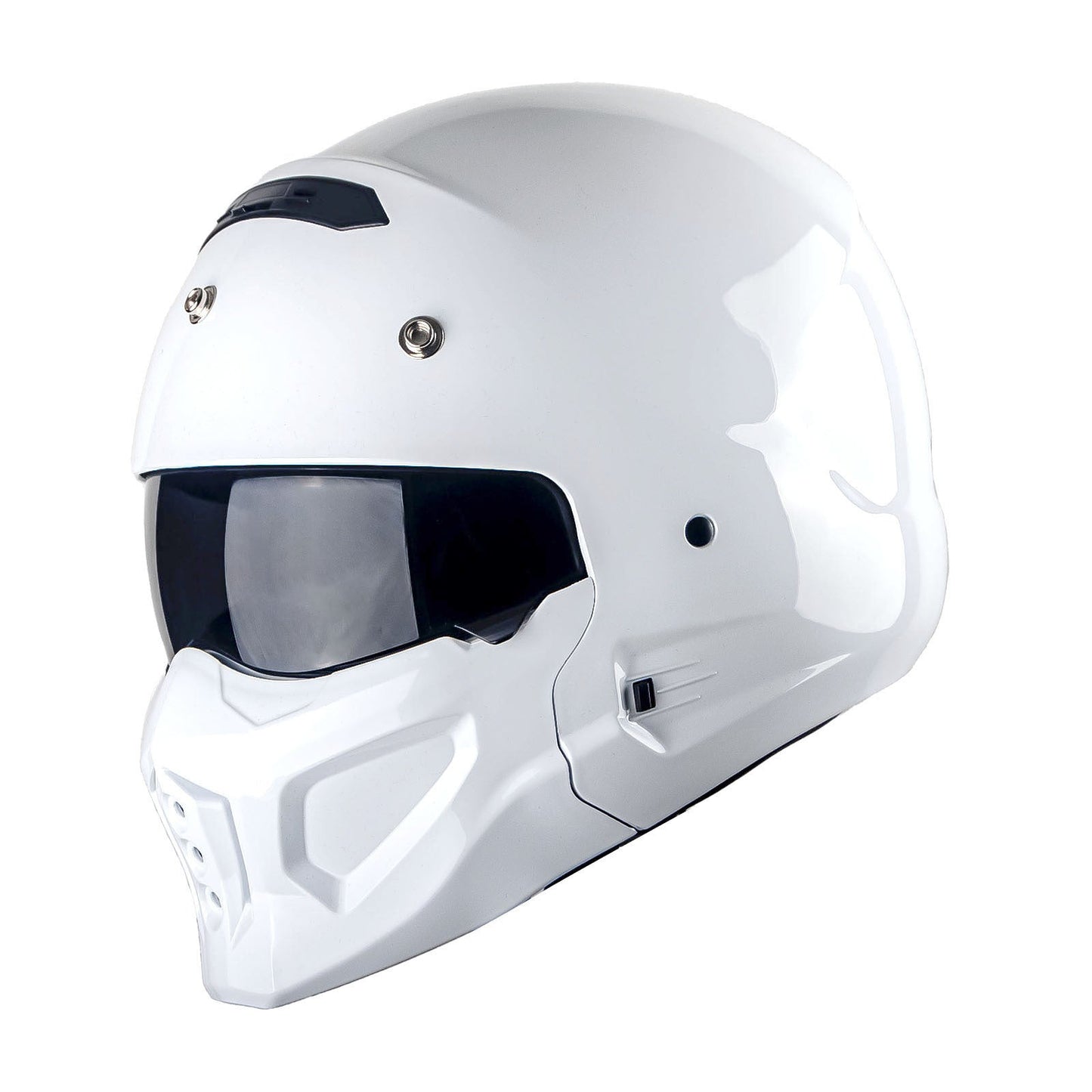 Motorcycle Helmet Convertible Full/Open-Face Shell with Detachable Mask, Smoked Shield, S-XL Sizes and Multiple Styles