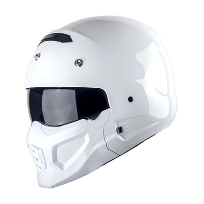 Motorcycle Helmet Convertible Full/Open-Face Shell with Detachable Mask, Smoked Shield, S-XL Sizes and Multiple Styles
