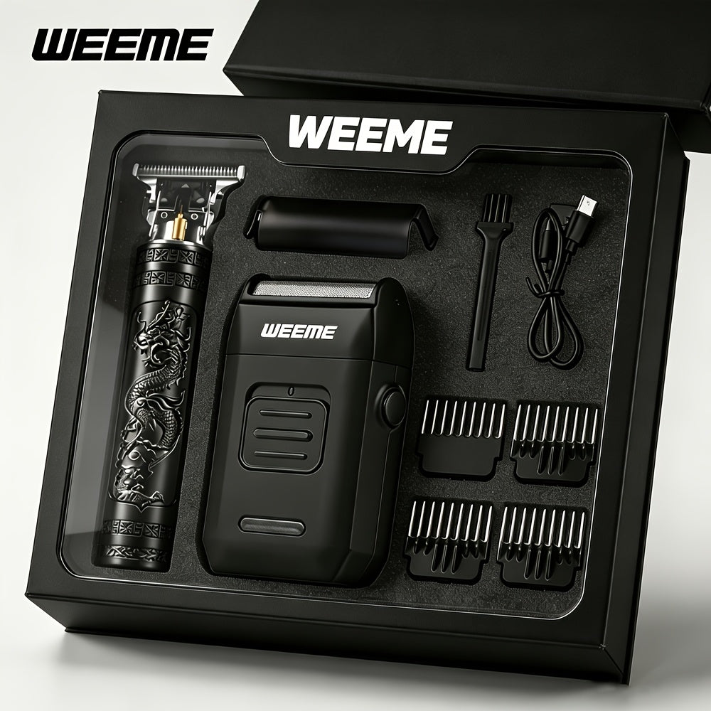 Men's Professional Hair Clipper and Trimmer Set Wireless USB Rechargeable Hair Cutting Kit for Hair and Beard Precise Grooming Gift for Dad