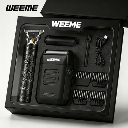 Men's Professional Hair Clipper and Trimmer Set Wireless USB Rechargeable Hair Cutting Kit for Hair and Beard Precise Grooming Gift for Dad