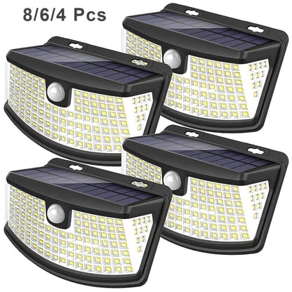 Solar Step Lights Outdoor 120 LED Motion Sensor, 270° Wide Angle Wall Light with 3 Modes, Solar Powered Stair Light for Pathway