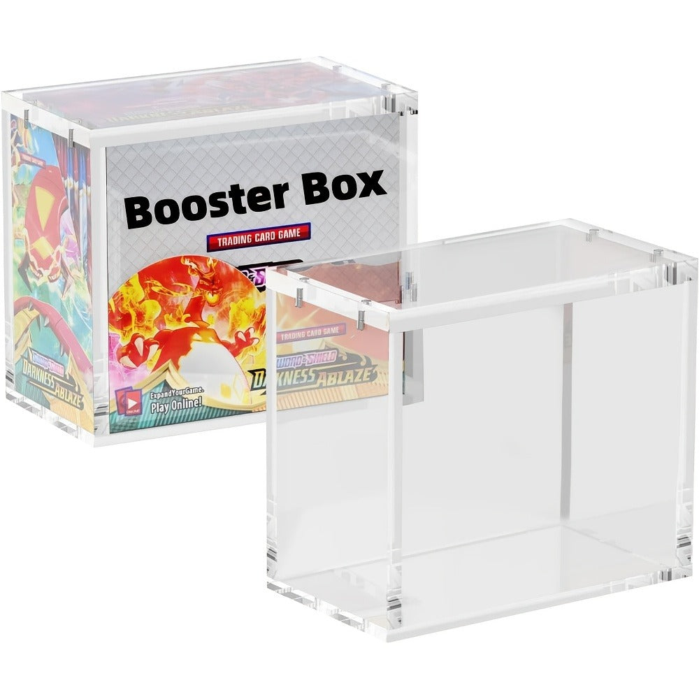 Pokemon Booster Box Acrylic Display Case – Stackable 6mm+6mm+3mm Thick Clear Case with Magnetic Lid for PKMN Booster Box Storage & Showcase