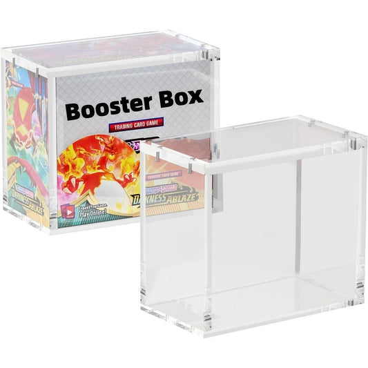 Pokemon Booster Box Acrylic Display Case – Stackable 6mm+6mm+3mm Thick Clear Case with Magnetic Lid for PKMN Booster Box Storage & Showcase