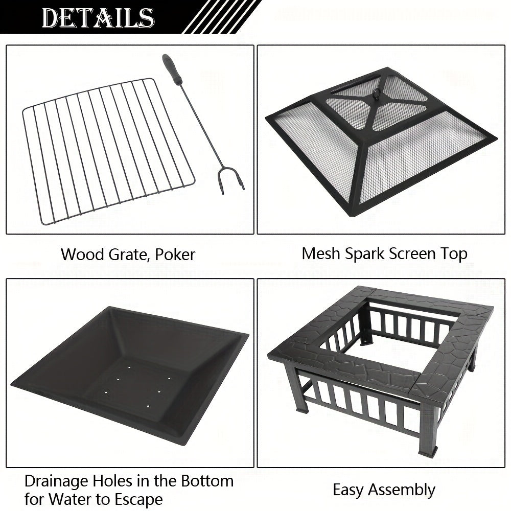 Fire Pit with Grill for Garden, Patio and Yard Use, with the Listed Configuration, for Everyday Use and Organized Storage