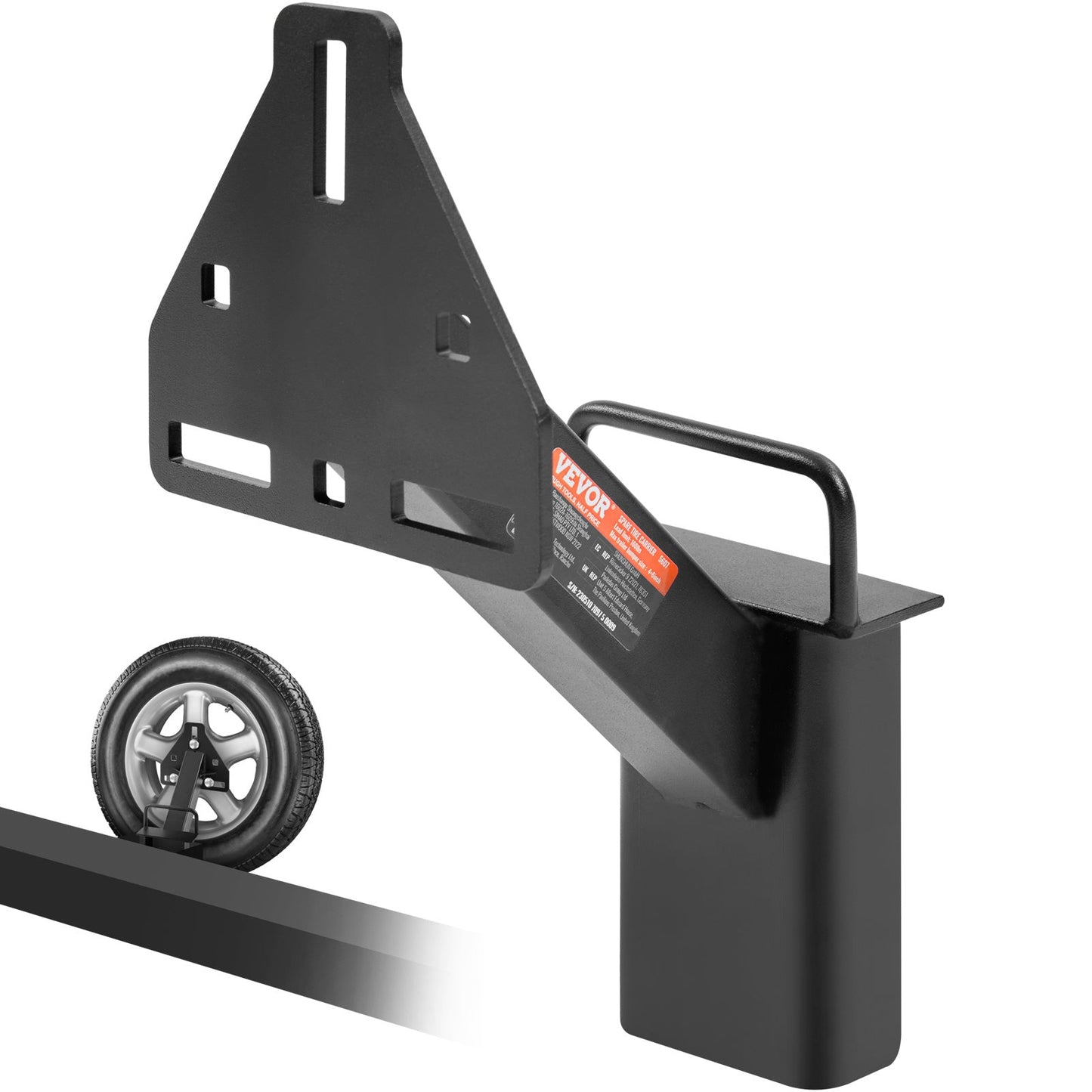 Trailer Spare Tire Carrier Mount 160 lbs Capacity Wrought Iron Black Powder Coat Fits 4 5 6 8 Lug Wheels Multiple Bolt Patterns Marine
