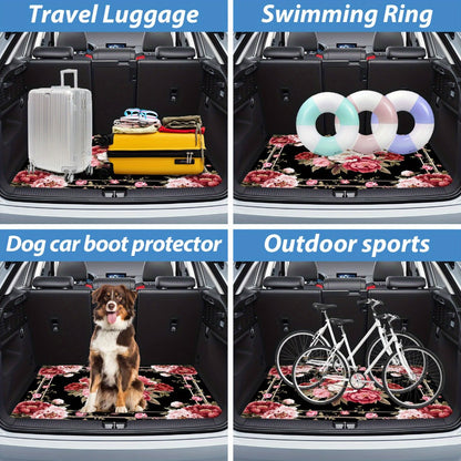 Car Cargo Mat Pink Peony Floral – Anti-Slip Washable Rear Trunk Pad, Wear-Resistant Pet Mat & Boot Liner for Car Interior