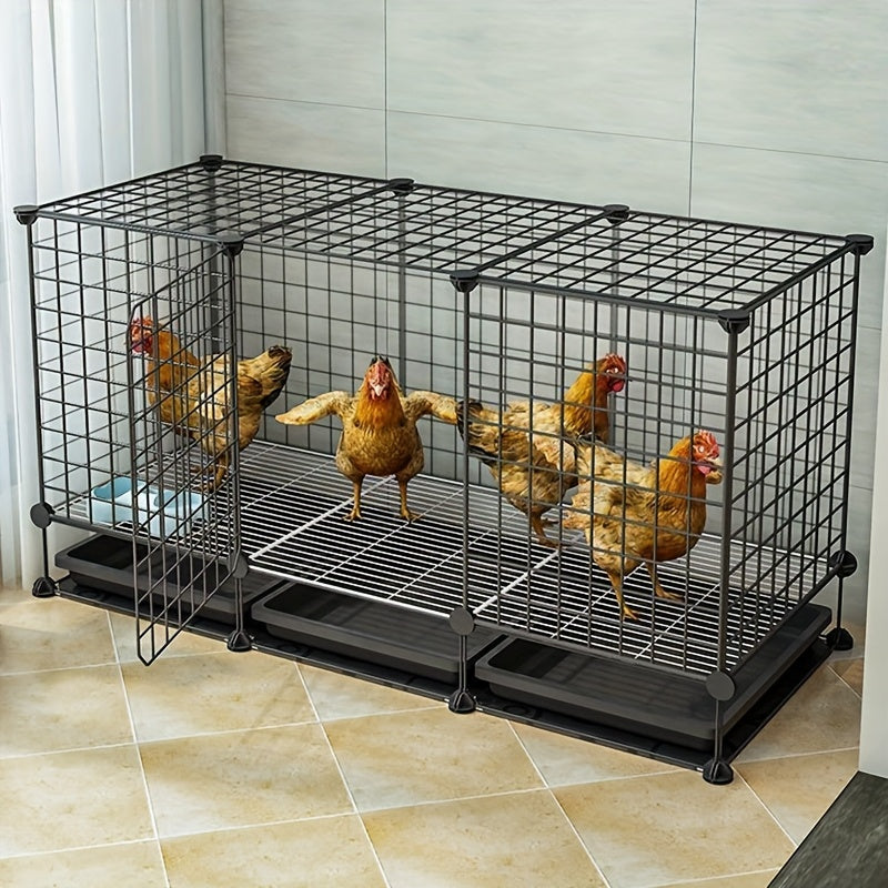 Small Animal Playpen & Pet Cage with Removable Tray, Indoor Outdoor Enclosure for Rabbits, Chickens