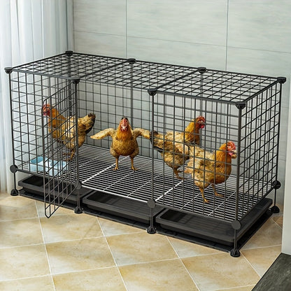 Small Animal Playpen & Pet Cage with Removable Tray, Indoor Outdoor Enclosure for Rabbits, Chickens