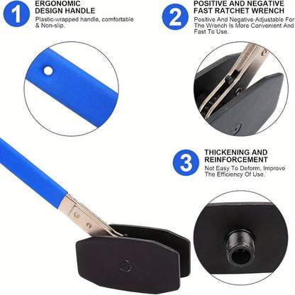 Blue-Handle Ratchet Brake Caliper Press with Removable Plate and Two Hook Bundle Options Pictured