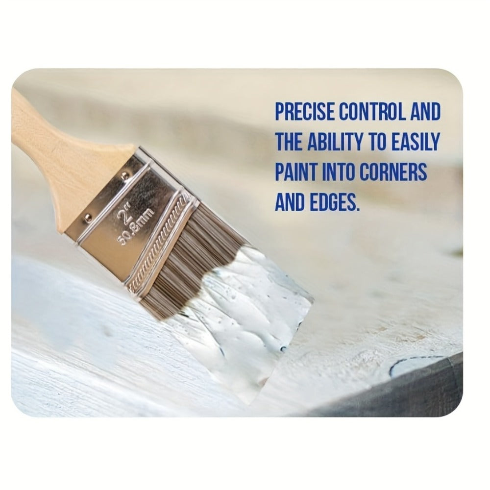 Paint Brushes Set 5 Piece Pro Grade Flat and Angle Brush Kit for Latex Oil Paint Stain Varnish Interior Exterior Wall Trim Furniture Home