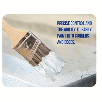 Paint Brushes Set 5 Piece Pro Grade Flat and Angle Brush Kit for Latex Oil Paint Stain Varnish Interior Exterior Wall Trim Furniture Home