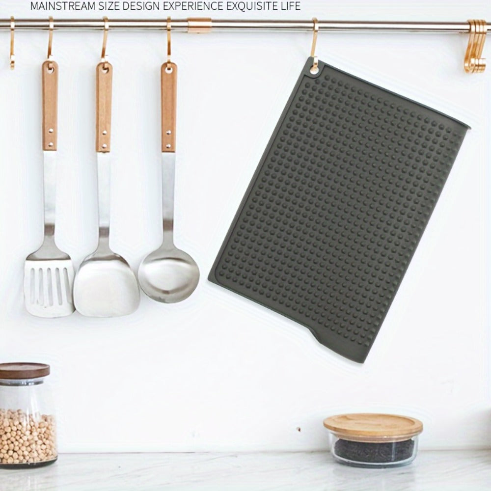 XL Kitchen Countertop Drying Mat 17.72x12.2 Inch Heat Resistant 446°F Anti-Slip Splash-Proof Drain Pad