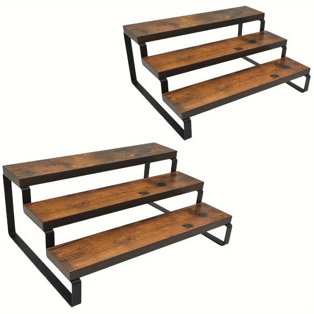 Expandable Spice Rack Organizer 3-Tier 2-Pack, Adjustable 13.8" to 26" Display Riser Stand for Kitchen Cabinet