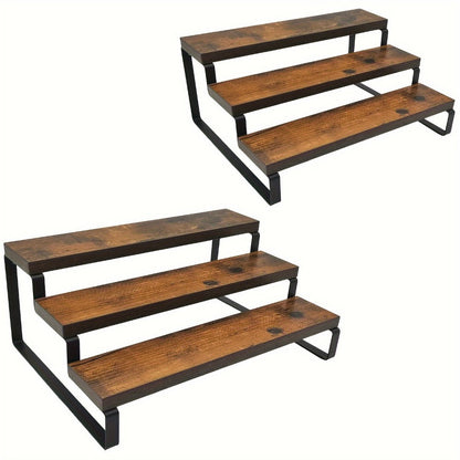 Expandable Spice Rack Organizer 3-Tier 2-Pack, Adjustable 13.8" to 26" Display Riser Stand for Kitchen Cabinet